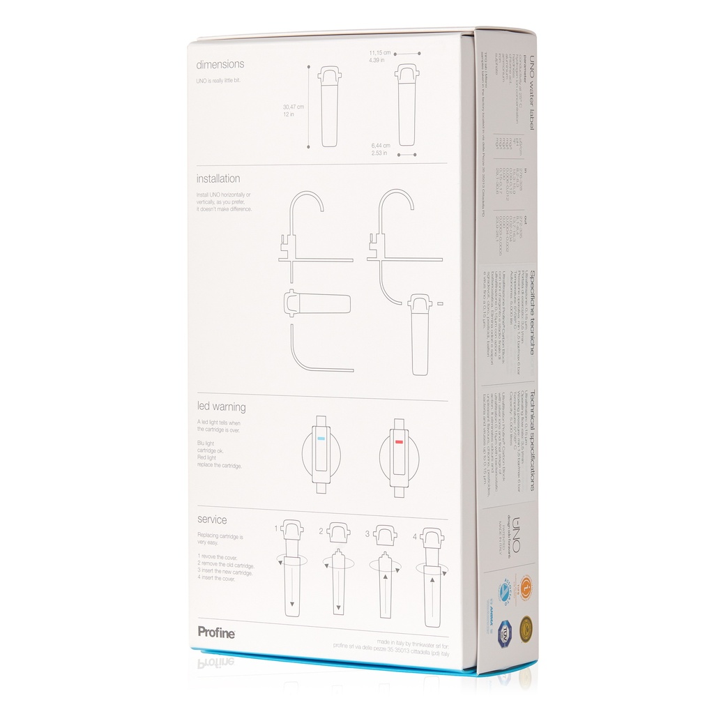 Filtru de apa PROFINE UNO GOLD, montaj direct la robinet, sub chiuvetă si indicator led. 