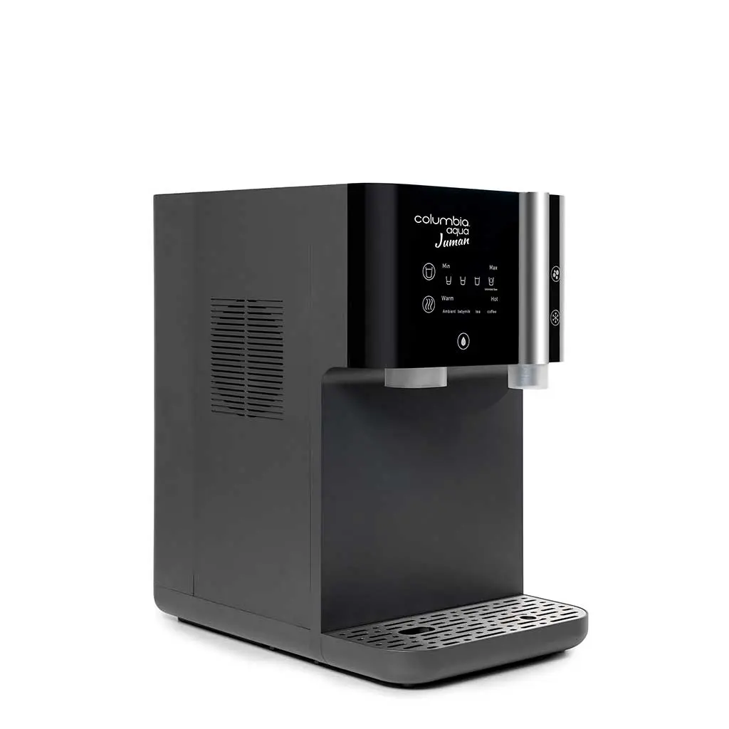 Dozator premium de apa pentru casa, Juman, cu apa carbogazoasa, apa rece si apa calda si filtrare cu osmoza inversa, Negru