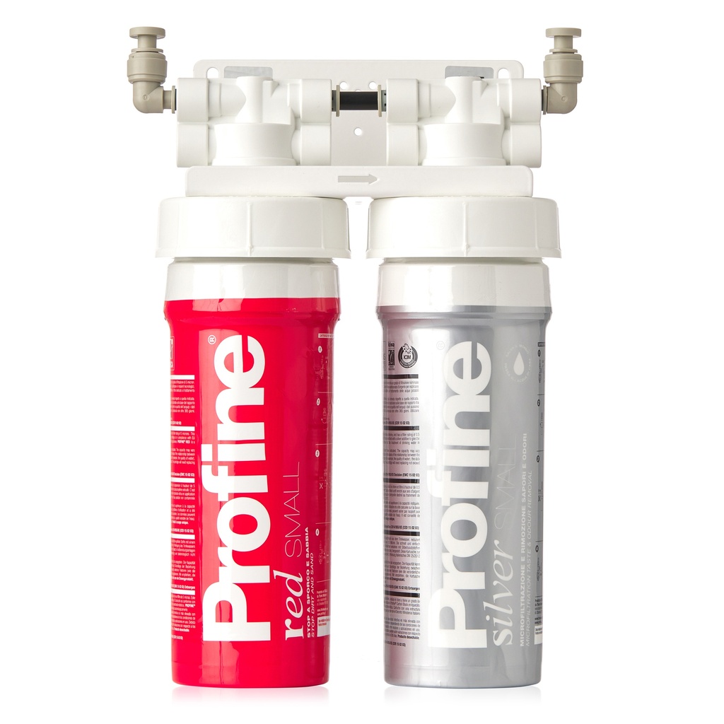 [DUP-RS-SMAL] Filtru de apa Duplex Red-Silver Small pentru apa potabila cu Microfiltrare si Kit de instalare inclus